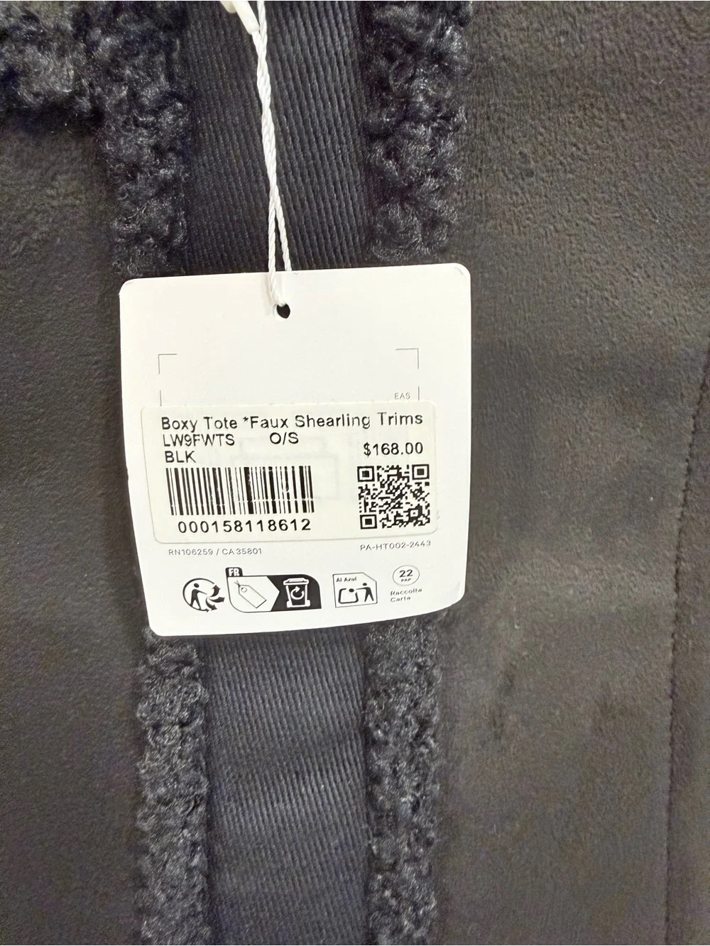lululemon athletica Black Canvas Tote with Frayed Trim